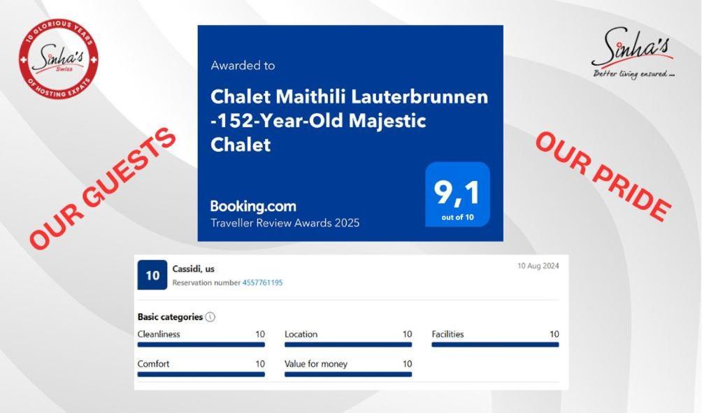 Chalet Maithili Lauterbrunnen -152-Year-Old Majestic Chalet Kültér fotó